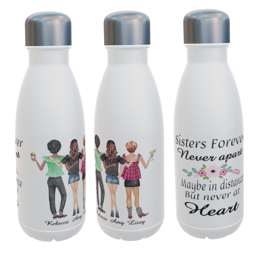 Summer Days Sisters Forever Water Bottle, Custom Sisters Bottle